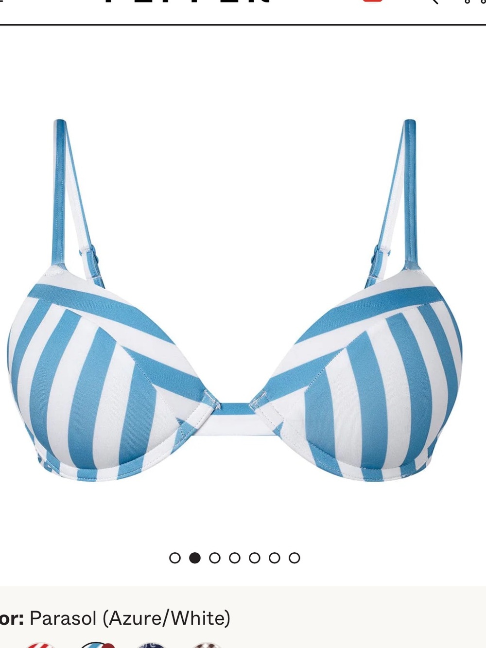 Pepper swim lift up bikini top Striped Push-Up Bra in Azure and White